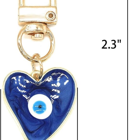Evil Eye Keychains Sweat-heart Keychains Protection Charm for Women Men Car Key - Picture 3 of 3